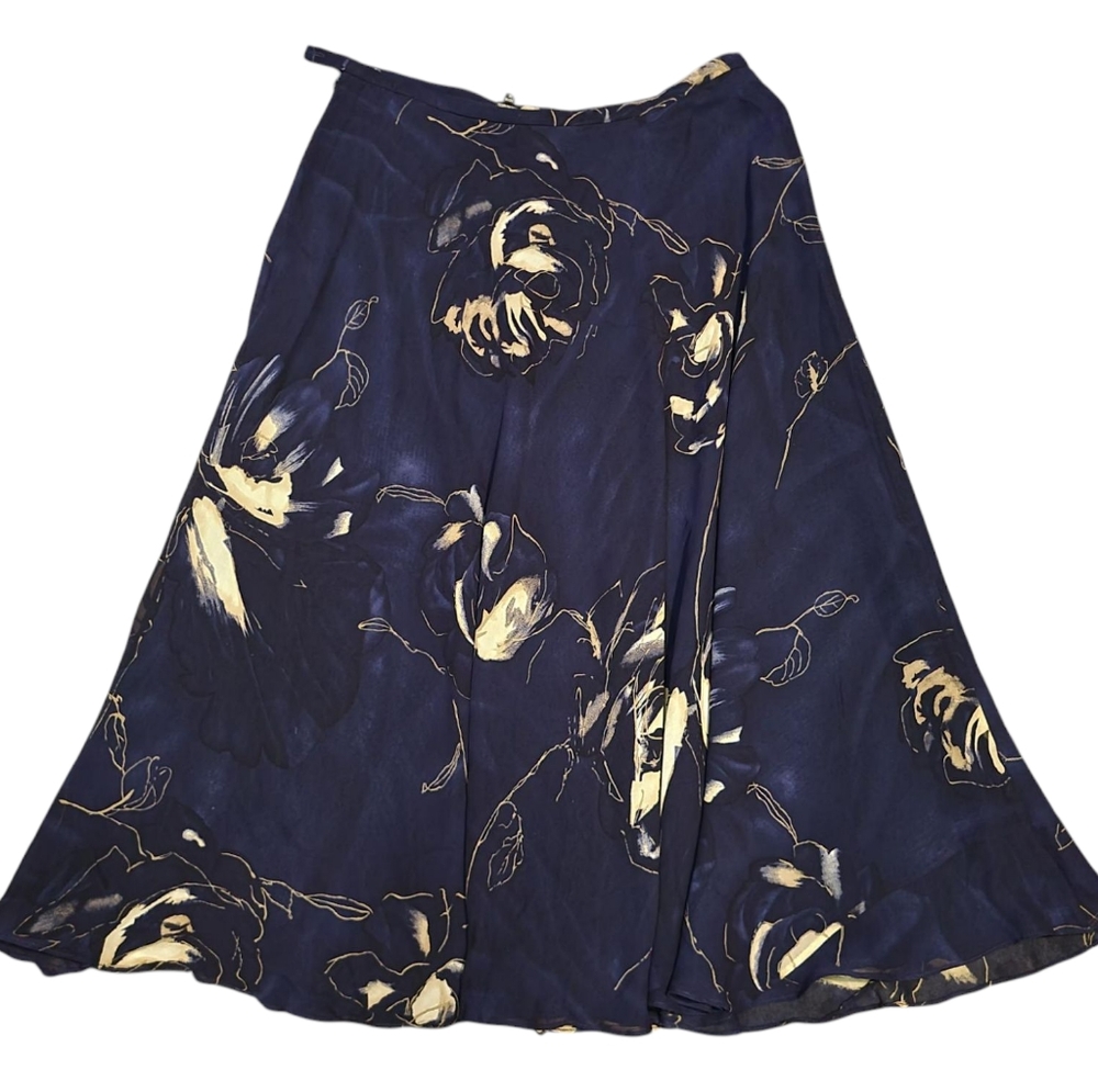 DANA BUCHMAN silk floral skirt 14p